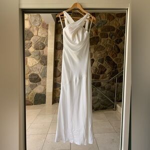 Revelry White Pearl Athena Satin Dress